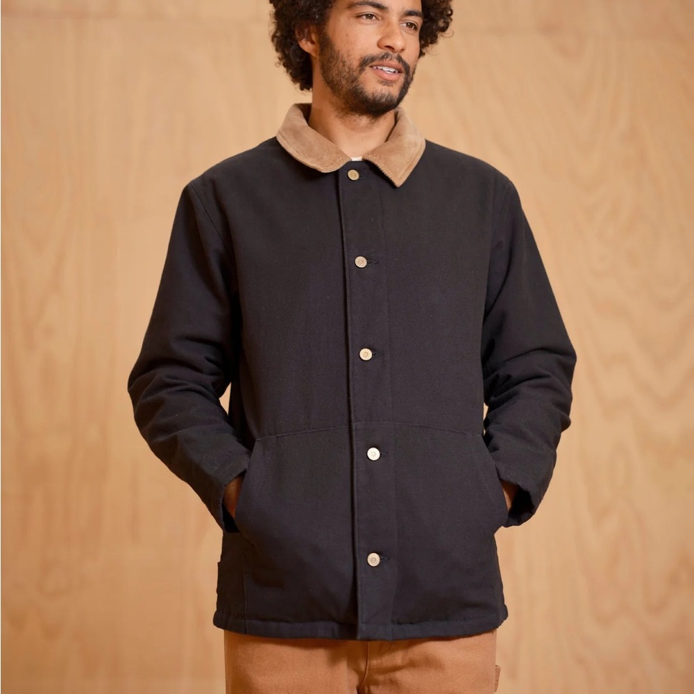 Black Button-Up Work Jacket - Picture 3 of 6